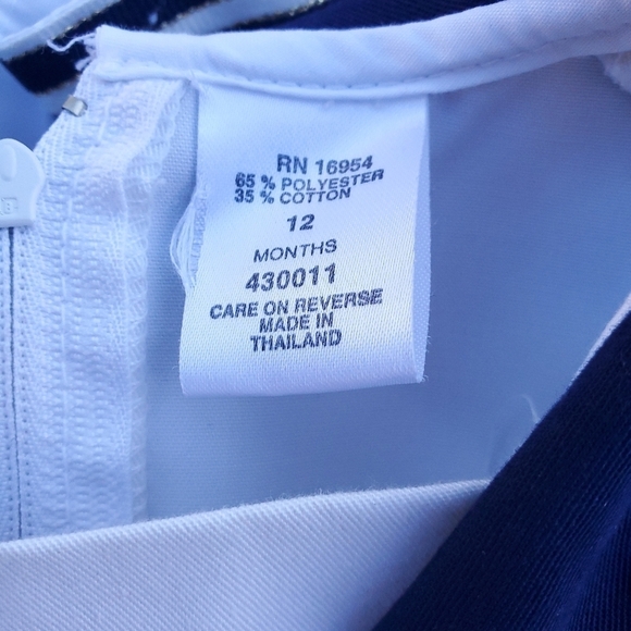 Vintage Baby Togs One-piece Bubble Romper White|Navy Sailor Girls 12 Months - Picture 3 of 5